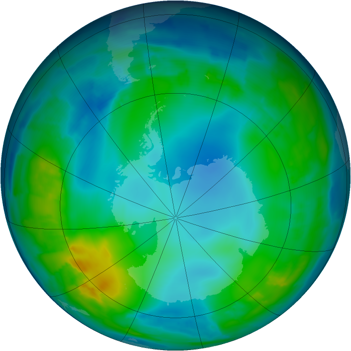 Antarctic ozone map for 23 May 2015